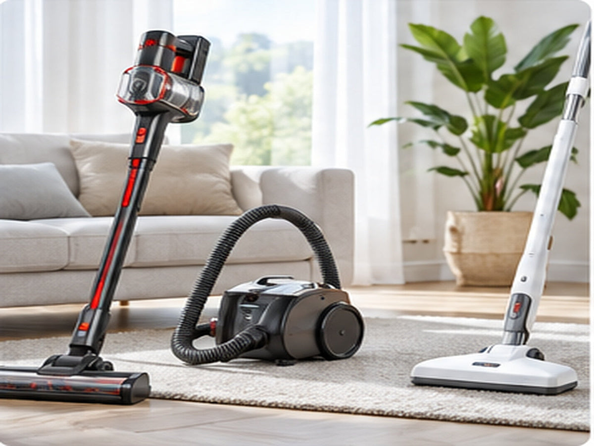 Vacuum cleaners and cleaning appliances in a living room